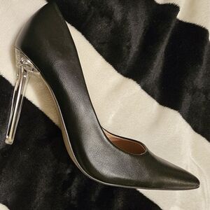 Black Stiletto Pumps/Heels with Clear Heel